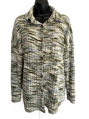 7th Ray Textured Marl Green & Light Blue Sweater Size S